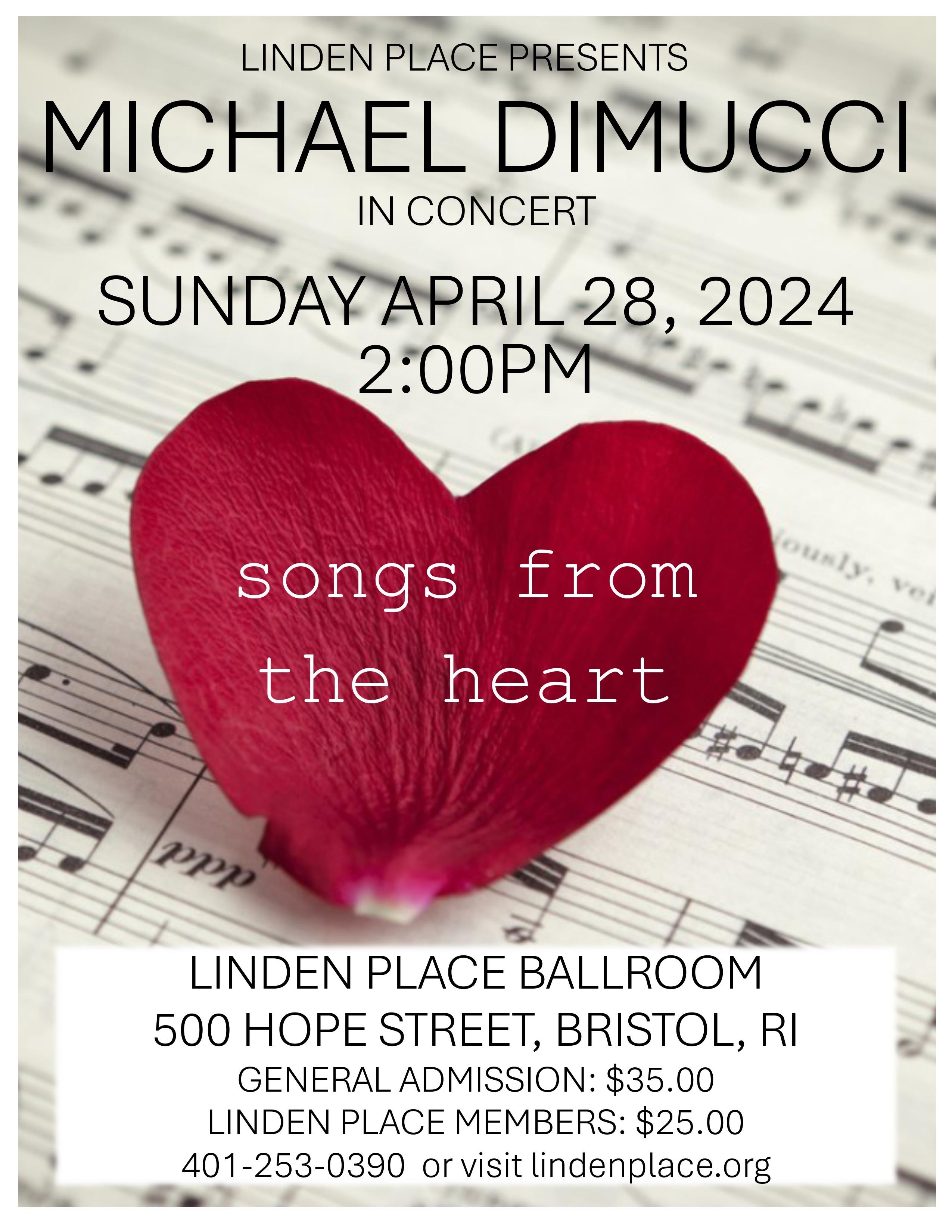 Michael DiMucci, Songs From The Heart, Live at LindenPlace